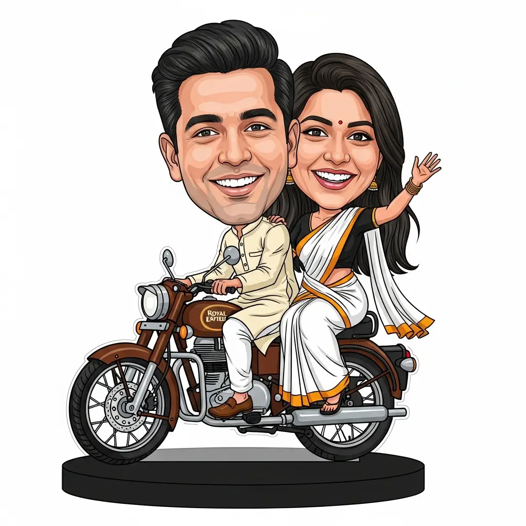 miniature-couple-bike-showpiece-caricature